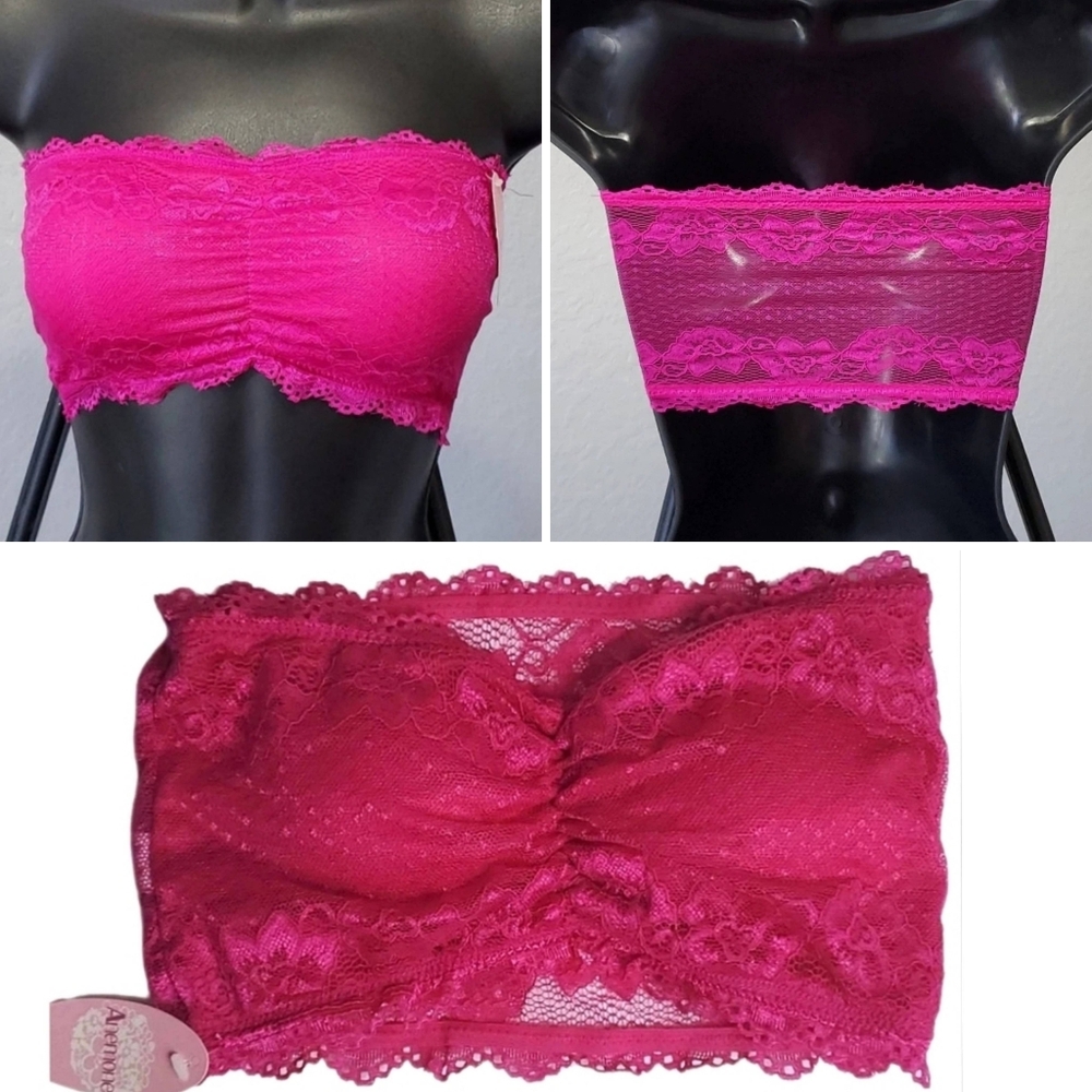 Anemone Hot Pink Lace Bandeau Size Medium/Large